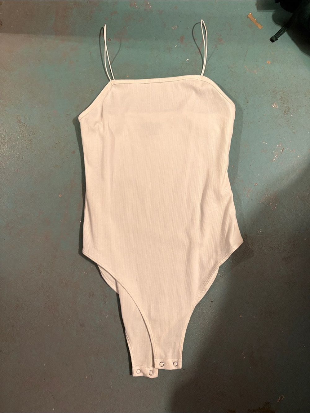wild fable White Ribbed Spaghetti-Strap Bodysuit
